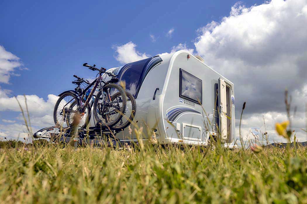Caravan Exterior with clear view of Bike Rack